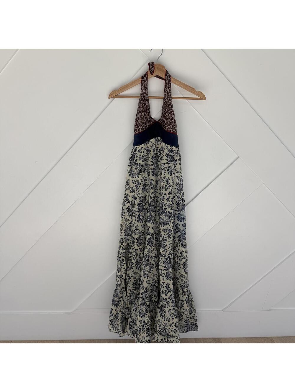 LIA KES New York 100% Cotton Halter Maxi Dress Size 6